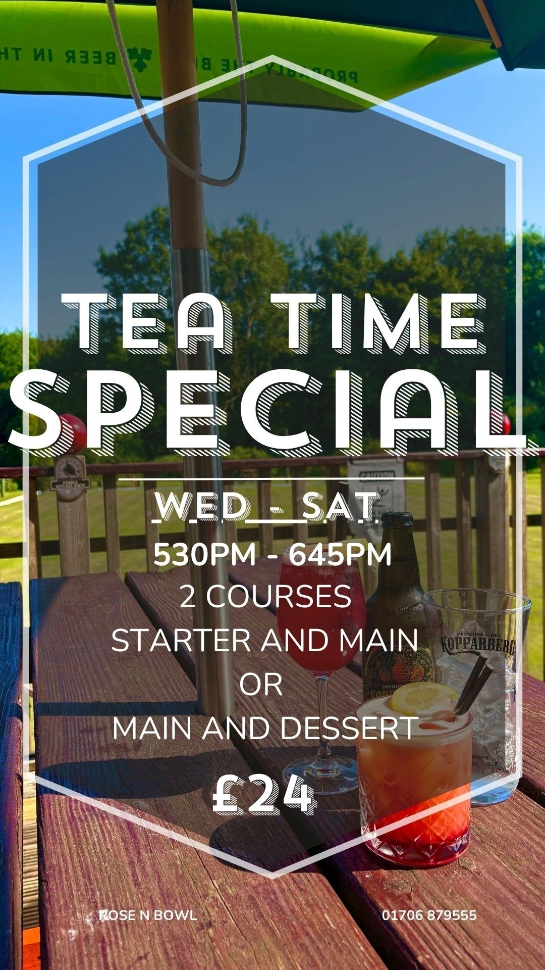 Tea Time Special — 2 courses starter and main or main and dessert £24
